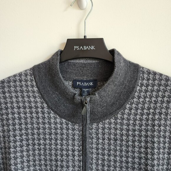 2XL Sweater Gray Jos A Bank Mock Neck Quarter Zip Mens New Merino Wool Blend Nwt - Picture 14 of 17